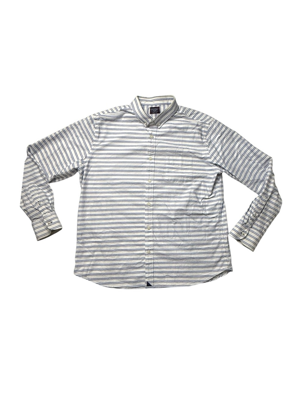 Untuckit Horizontal Striped Men's Button-Down Shirt - White & Blue